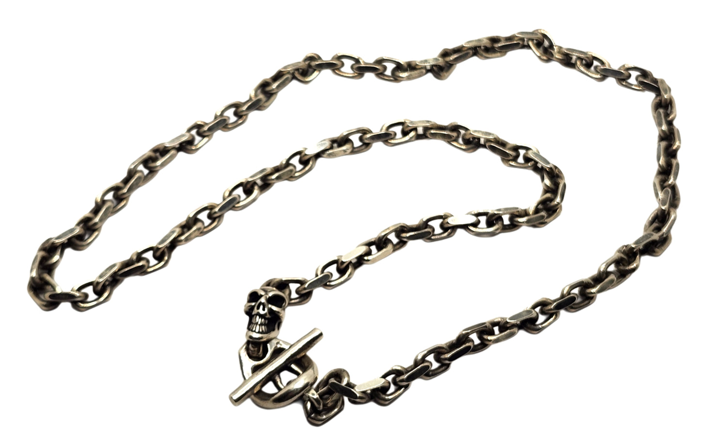 BWL Bill Wall Leather Sterling Rolo / Cable Link Chain Necklace w/ Skull Toggle image 1