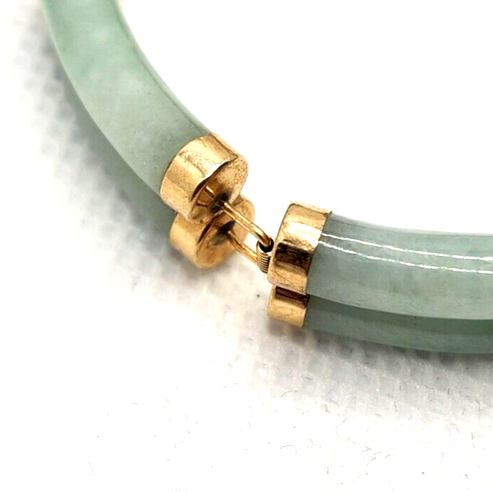 Double Fu Fuku Fortune Spring Jade  & 14k Yellow Gold Bracelet image 5