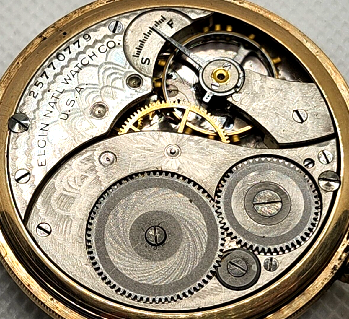 Antique 20's Elgin National Watch Co Gold Filled 7J Pocket Watch 12 Size image 7