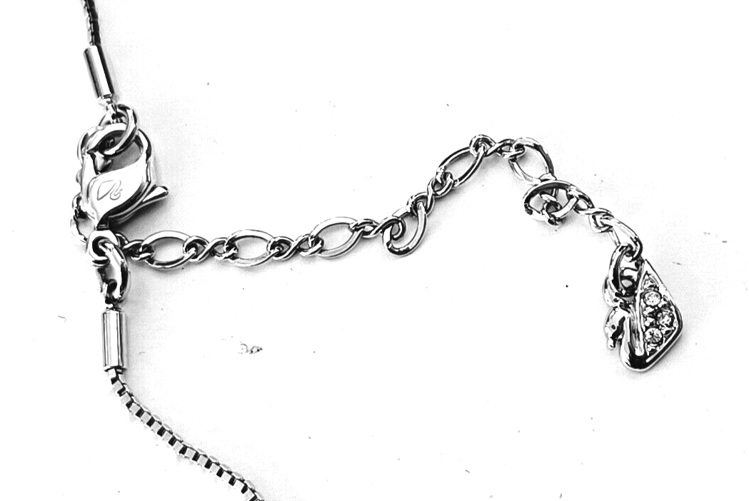 Swaroski Crystal Signed Silver Toned Purse Pendant & Chain image 10