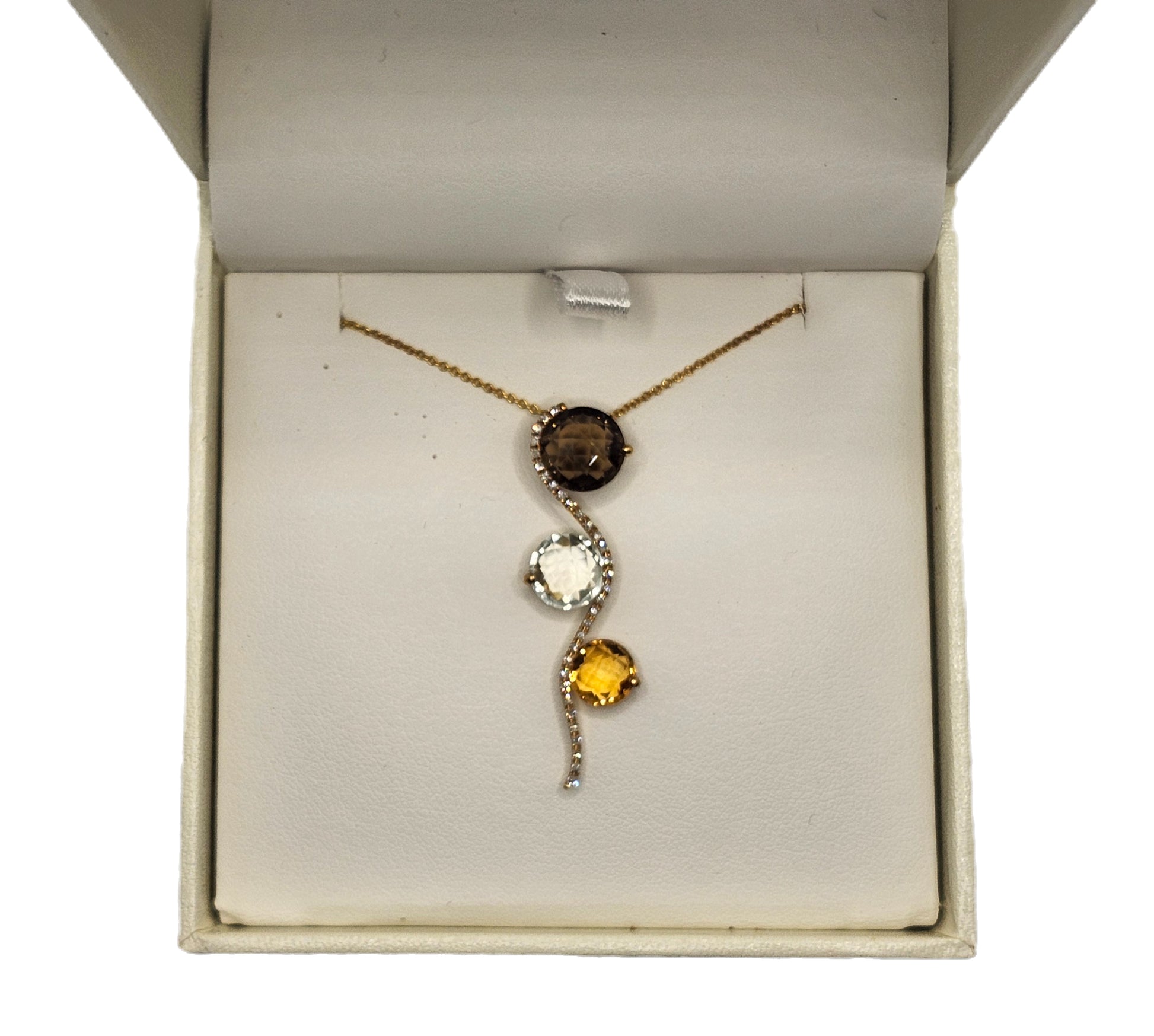 NEW! EFFY Multi Stone & Diamond 14k Yellow Gold Pendant w/ Chain image 2