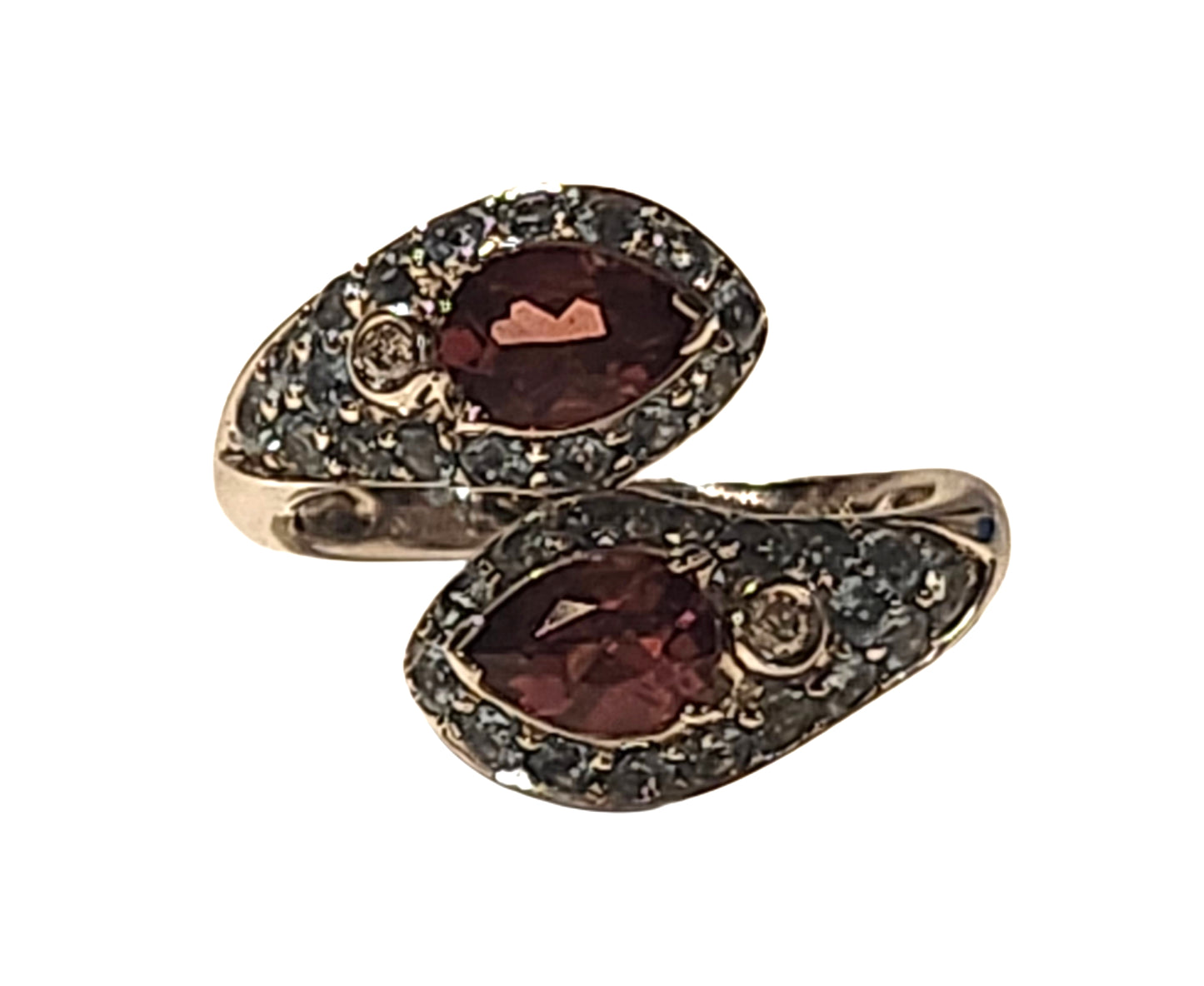 Sonia B. Red Spinel, Topaz & Diamond 14k White Gold Bypass Ring image 3