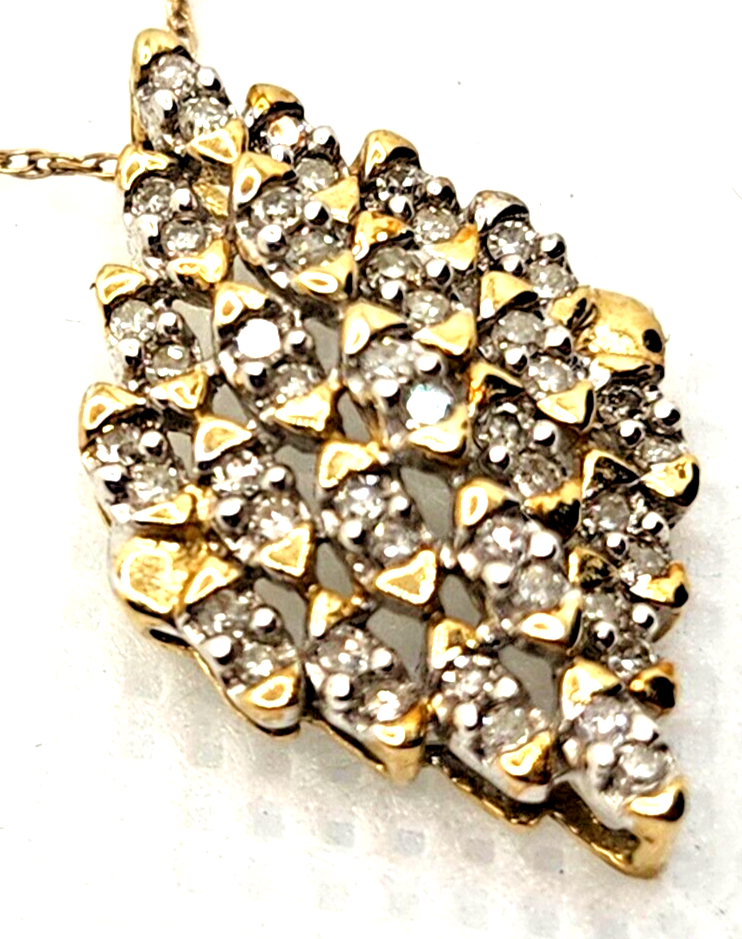 Vintage Chic 1ct Diamond Cluster 10k Yellow Gold Pendant Necklace image 5