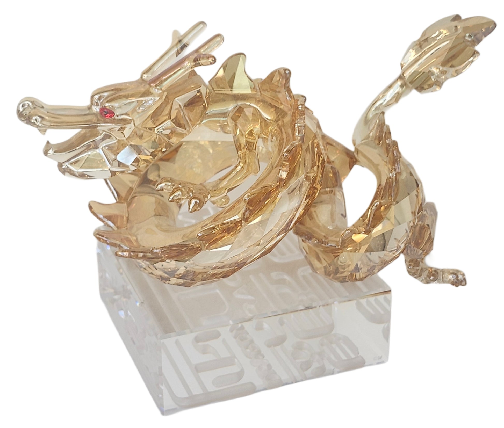 Large Swarovski Crystal Zodiac Dragon Good Luck Golden Figurine #1083710 image 2