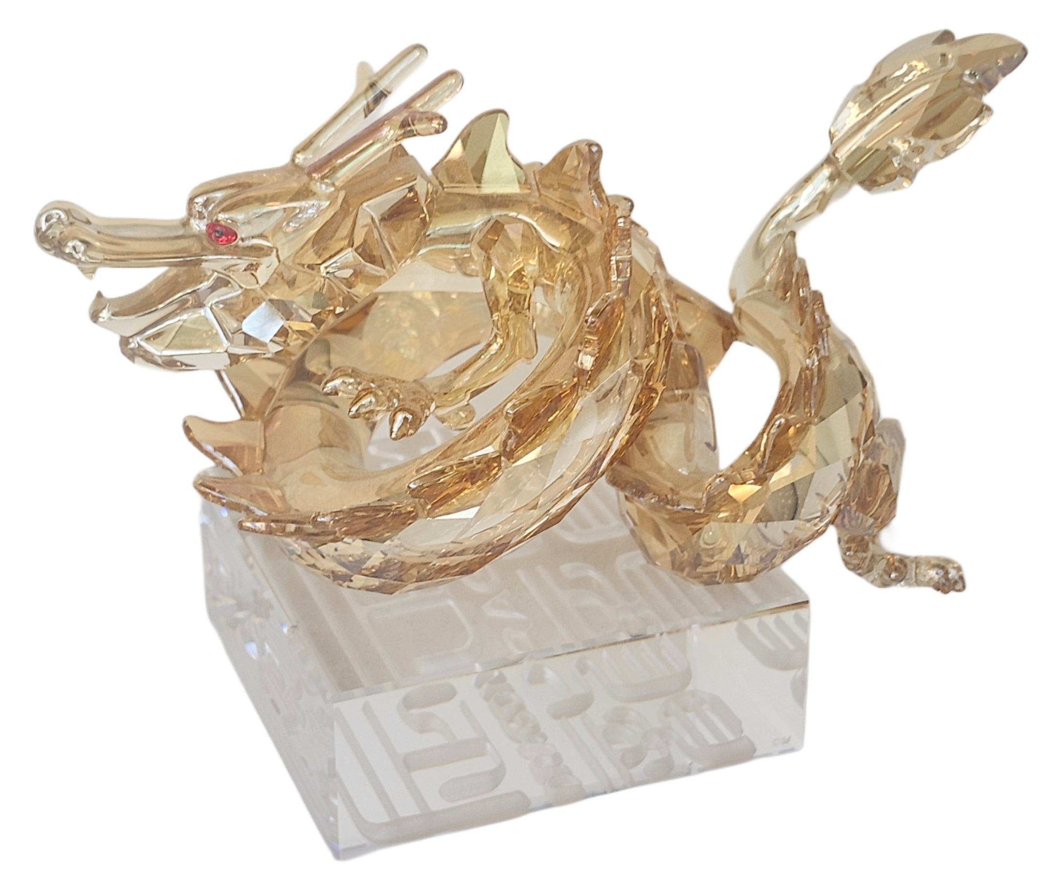 Large Swarovski Crystal Zodiac Dragon Good Luck Golden Figurine #1083710 image 2