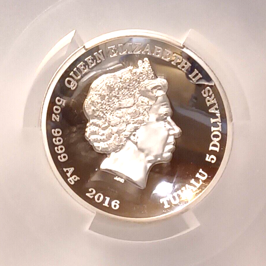 2016 (P) $5 Pearl Harbor Perth 5 oz Silver HR Proof Coin PCGS - PR70DCAM Flag image 5