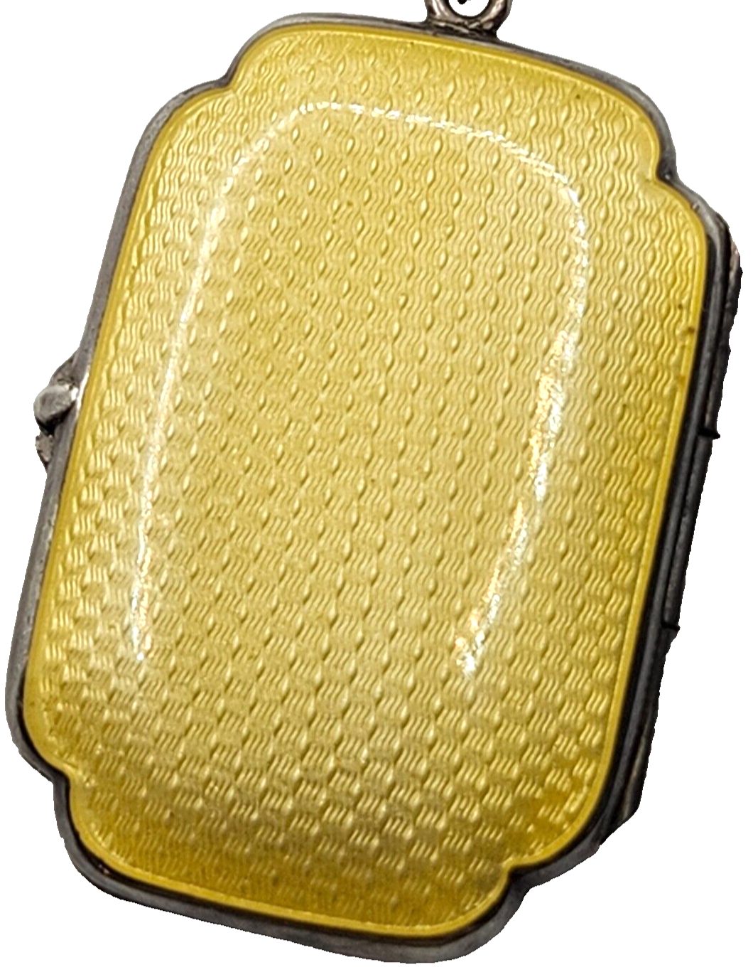 Antique Sterling Silver Guilloche Enamel Long Link Chain w/ Matching Locket image 9