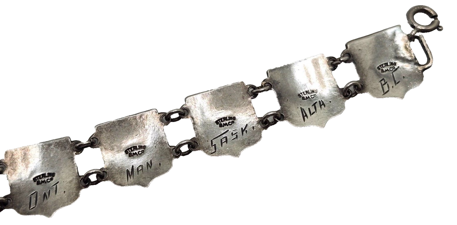 Vintage BMCo Sterling Silver Enamel Shield Flag Bracelet image 8