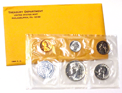 1964 U.S. Mint SILVER PROOF Set in Original Envelope image 0