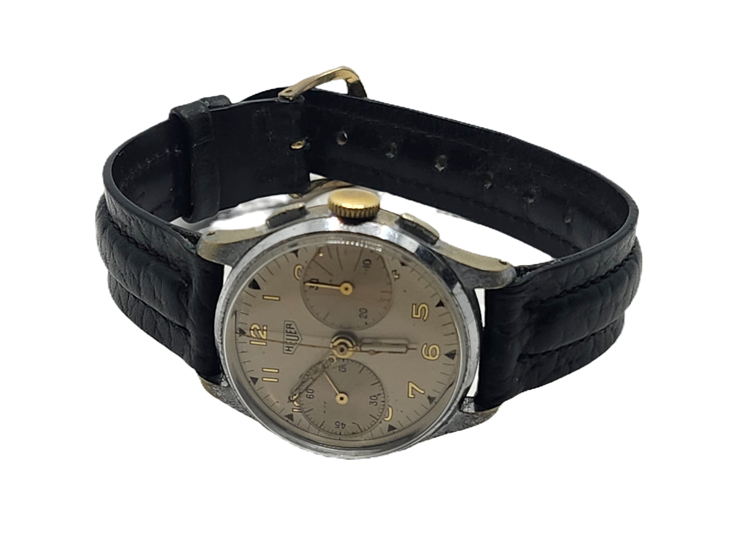 RARE! Vintage 1940's Original HEUER Chronograph Stainless Men's Watch image 1