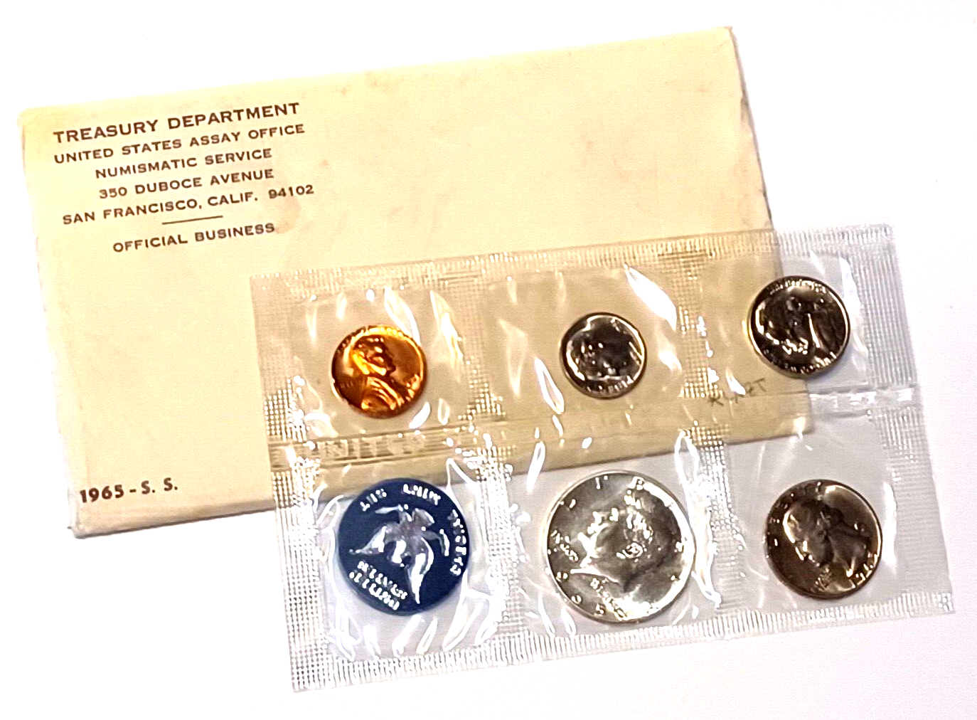 1965 U.S. Special Mint 40% SILVER PROOF Set in Original Envelope image 0