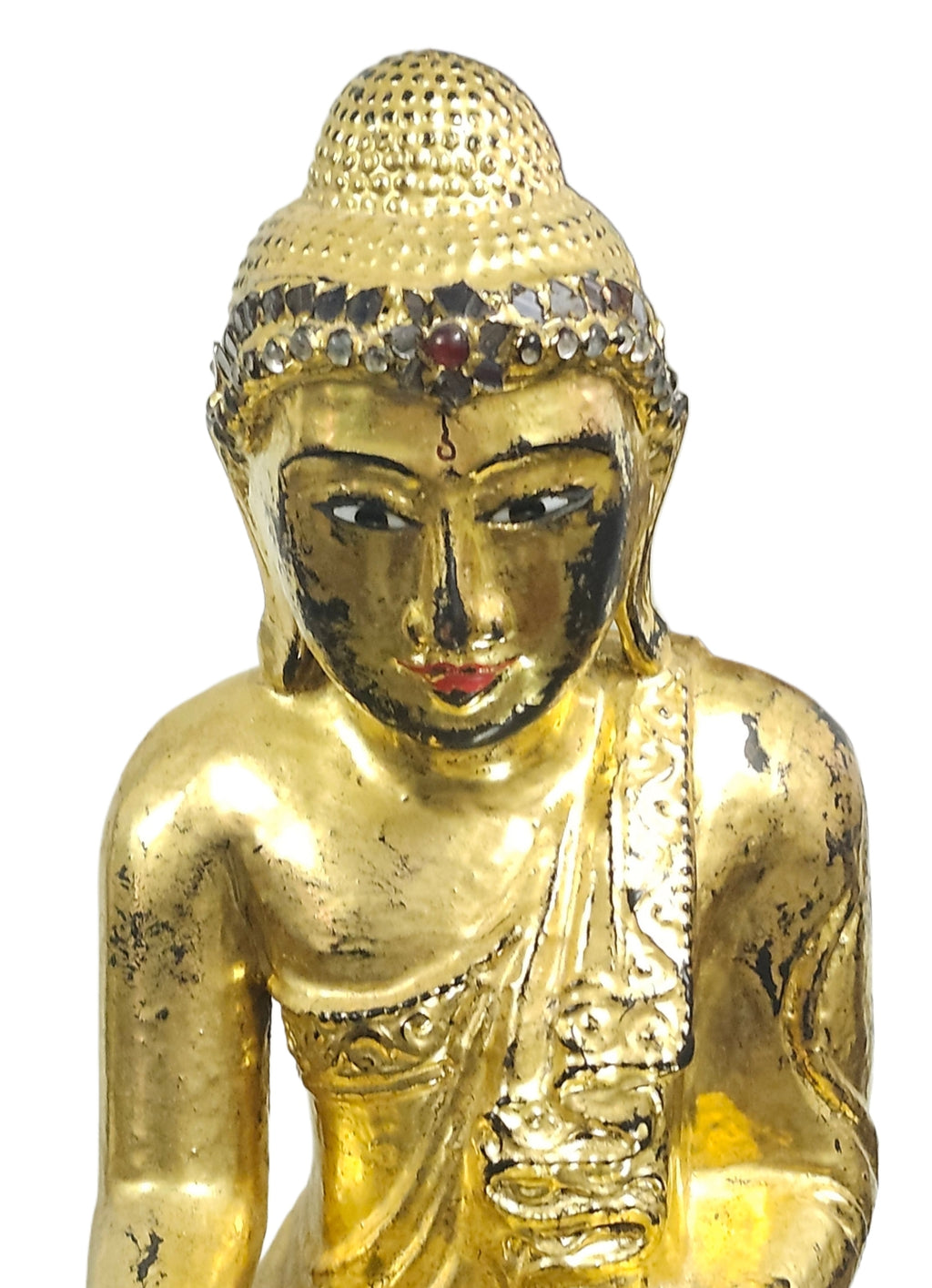 Antique 19th Century Burmese Wooden Sculpture of Mandalay Buddha Statue image 1