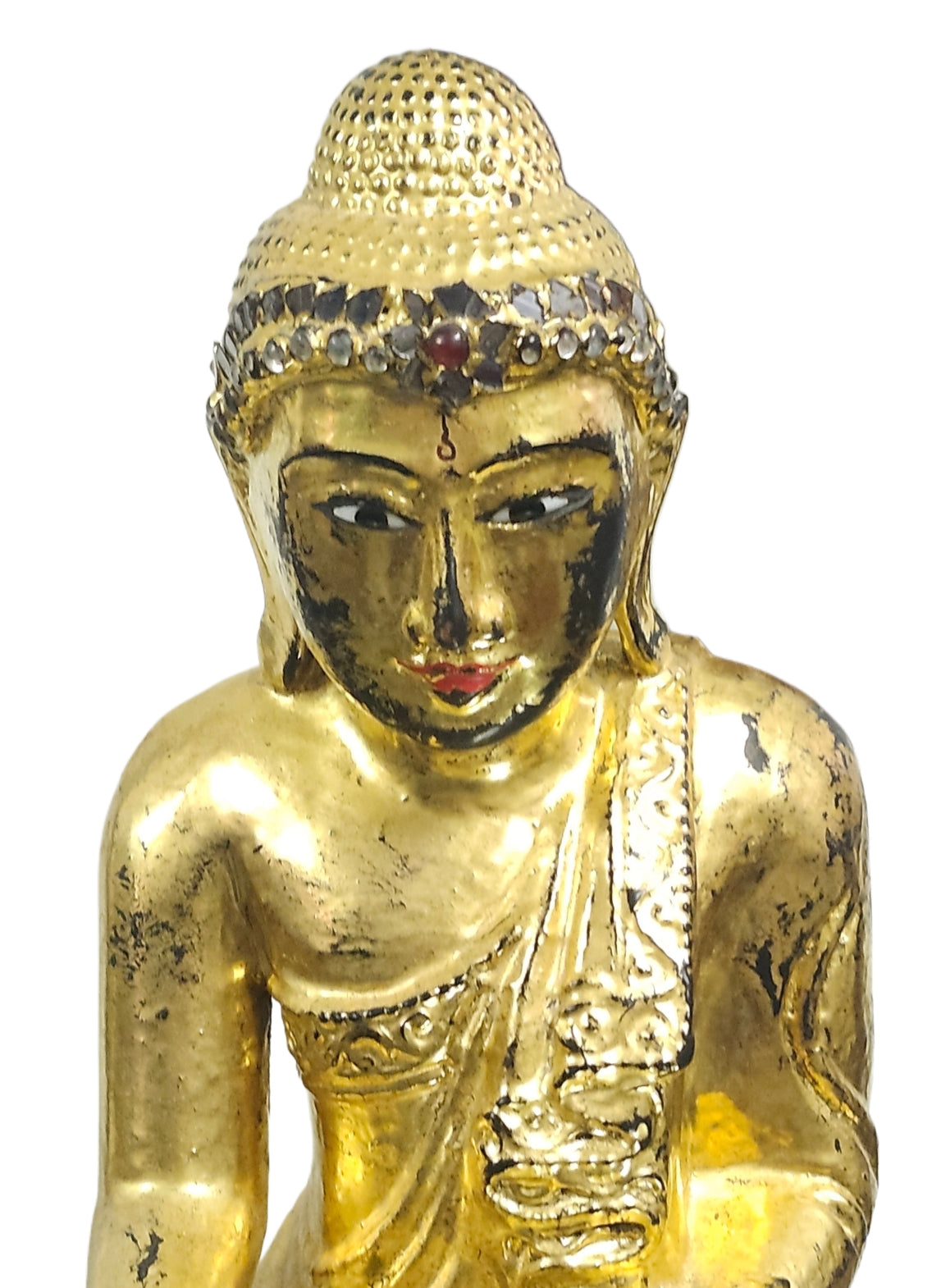 Antique 19th Century Burmese Wooden Sculpture of Mandalay Buddha Statue image 1