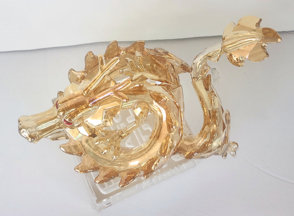 Large Swarovski Crystal Zodiac Dragon Good Luck Golden Figurine #1083710 image 6