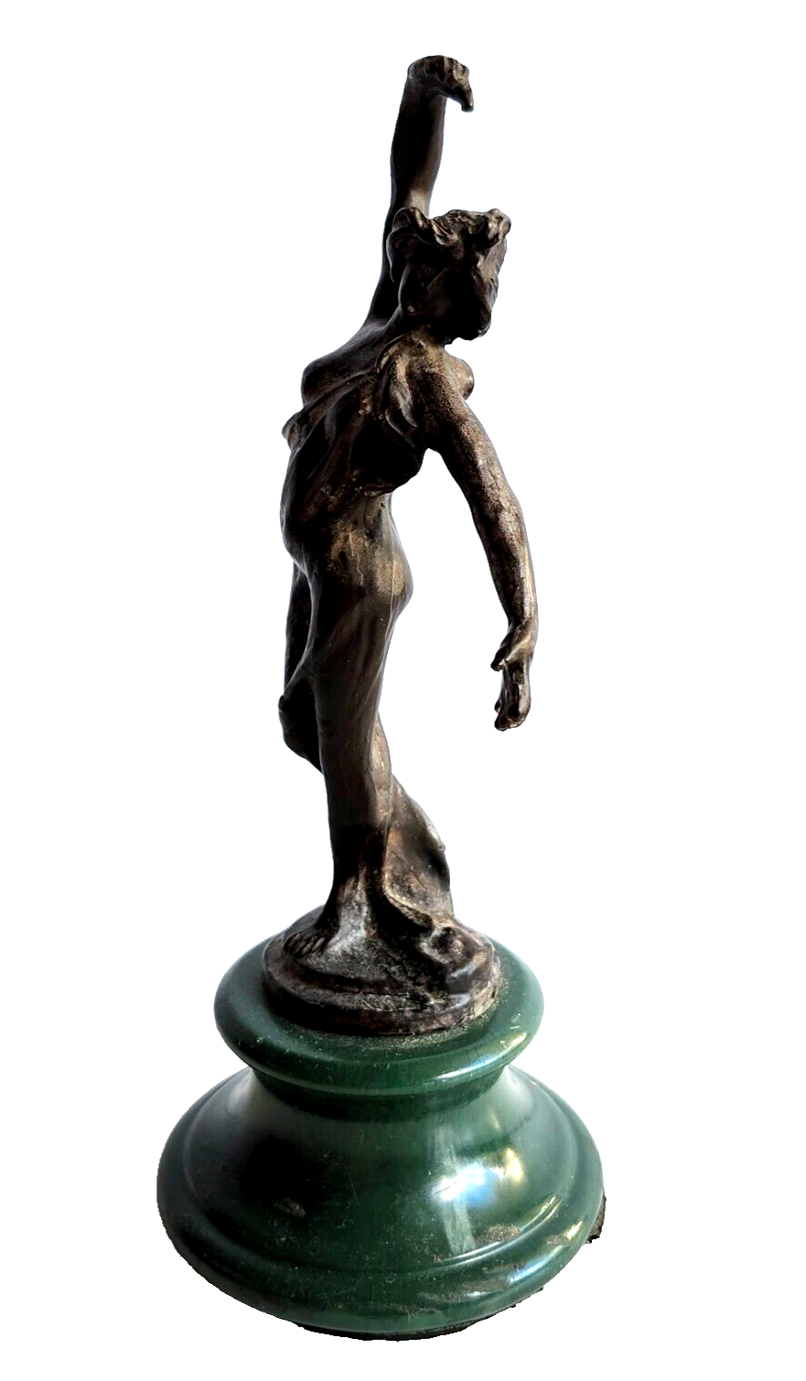 Small Bronze Statue of Goddess Woman on Green Base image 3