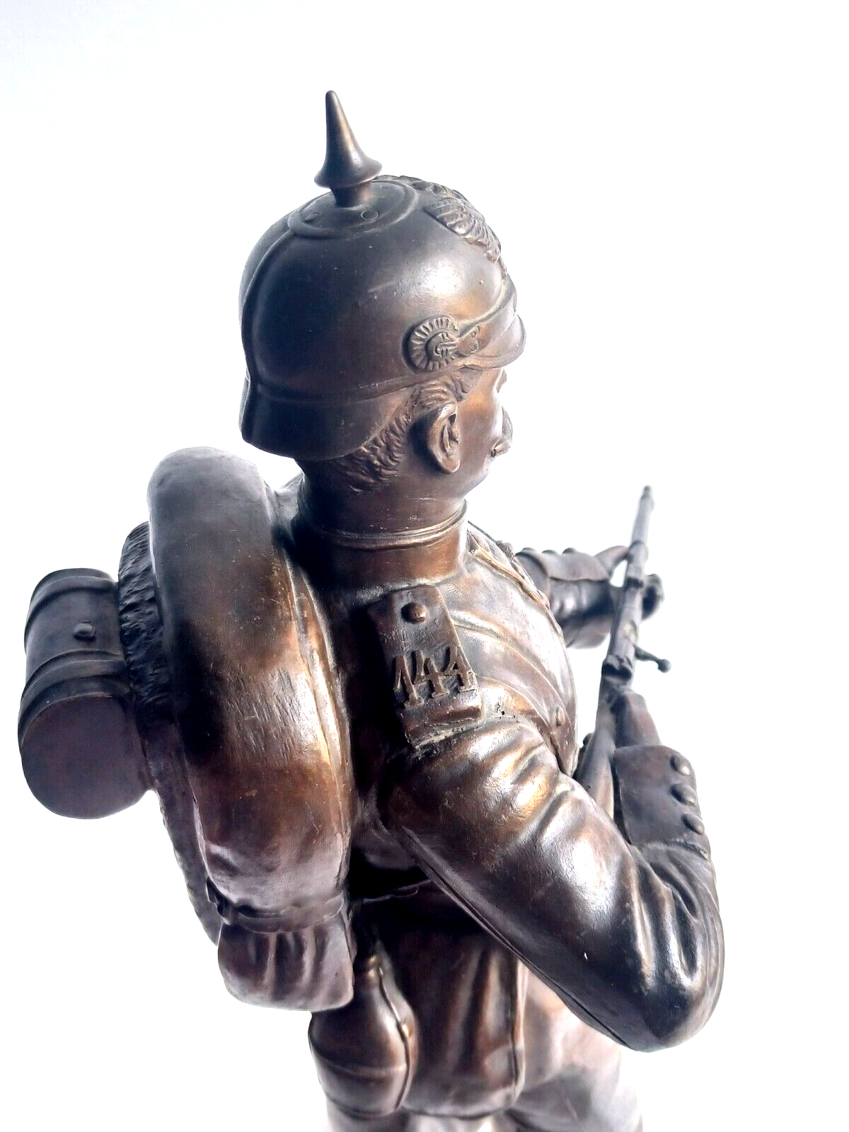 Antique Early 20th Century WWI German Soldier Bronze Sculpture Statue Signed image 7