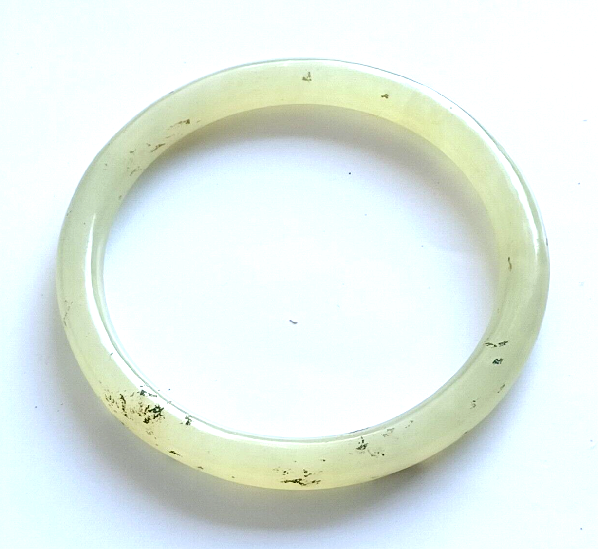 Genuine Natural Green White Jade Jadeite Round Eternity Bangle Bracelet 77mm image 3